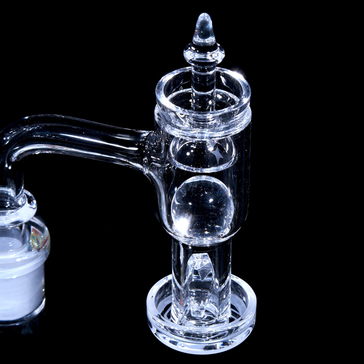 3-Piece Full Quartz Slurper Set w/ Faceted Crystal Valve Pillar & Double Parabolic Cap