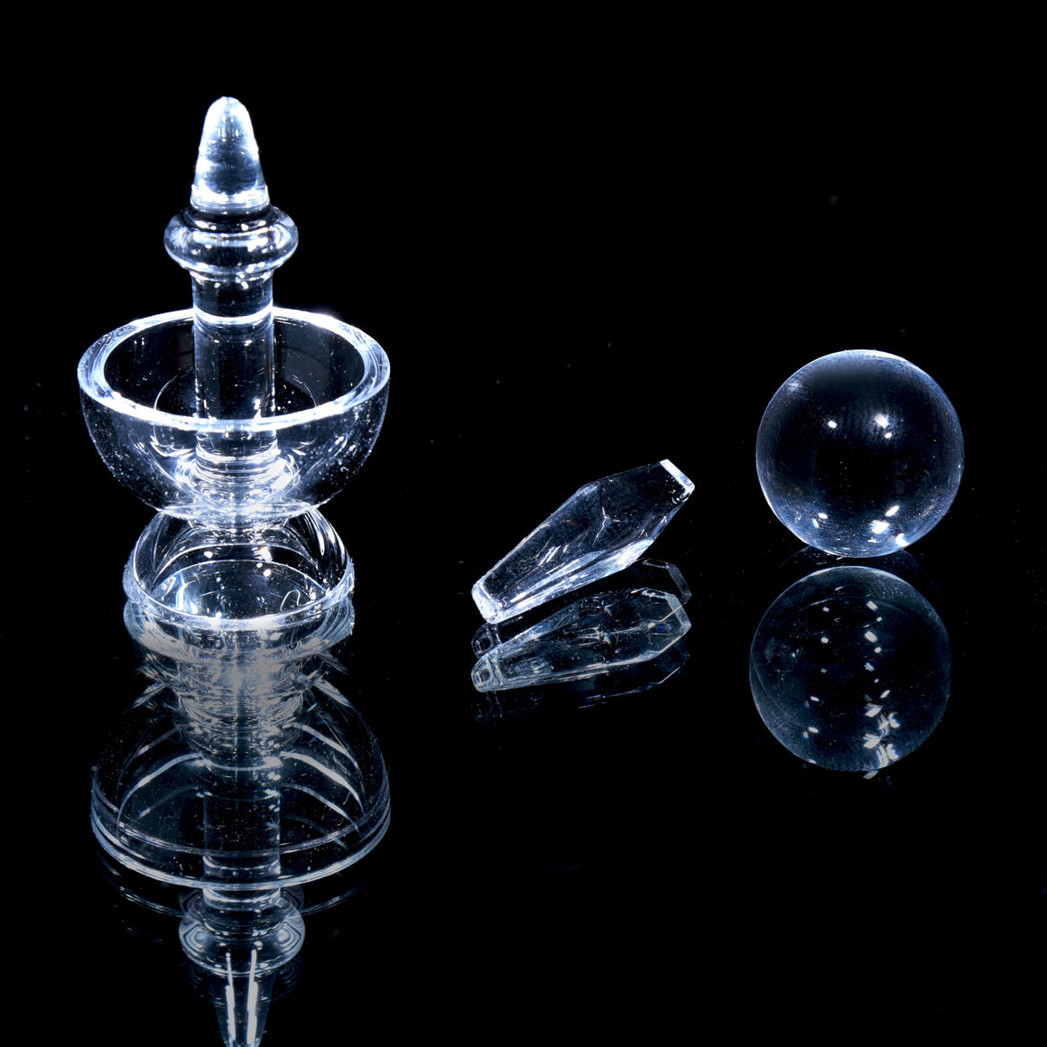 3-Piece Full Quartz Slurper Set w/ Faceted Crystal Valve Pillar & Double Parabolic Cap