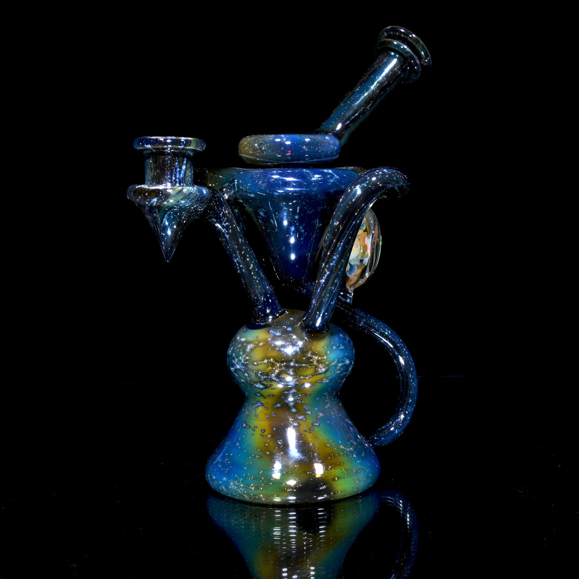 Full Crushed Opal Galaxy Fume Double-Uptake Klein Recycler - 14mm Female