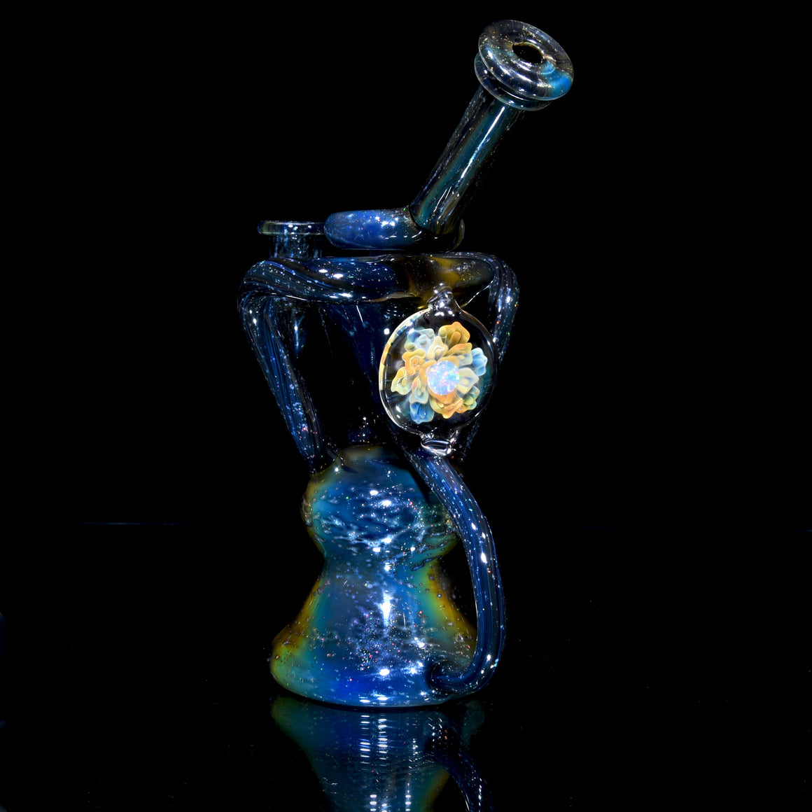 Full Crushed Opal Galaxy Fume Double-Uptake Klein Recycler - 14mm Female