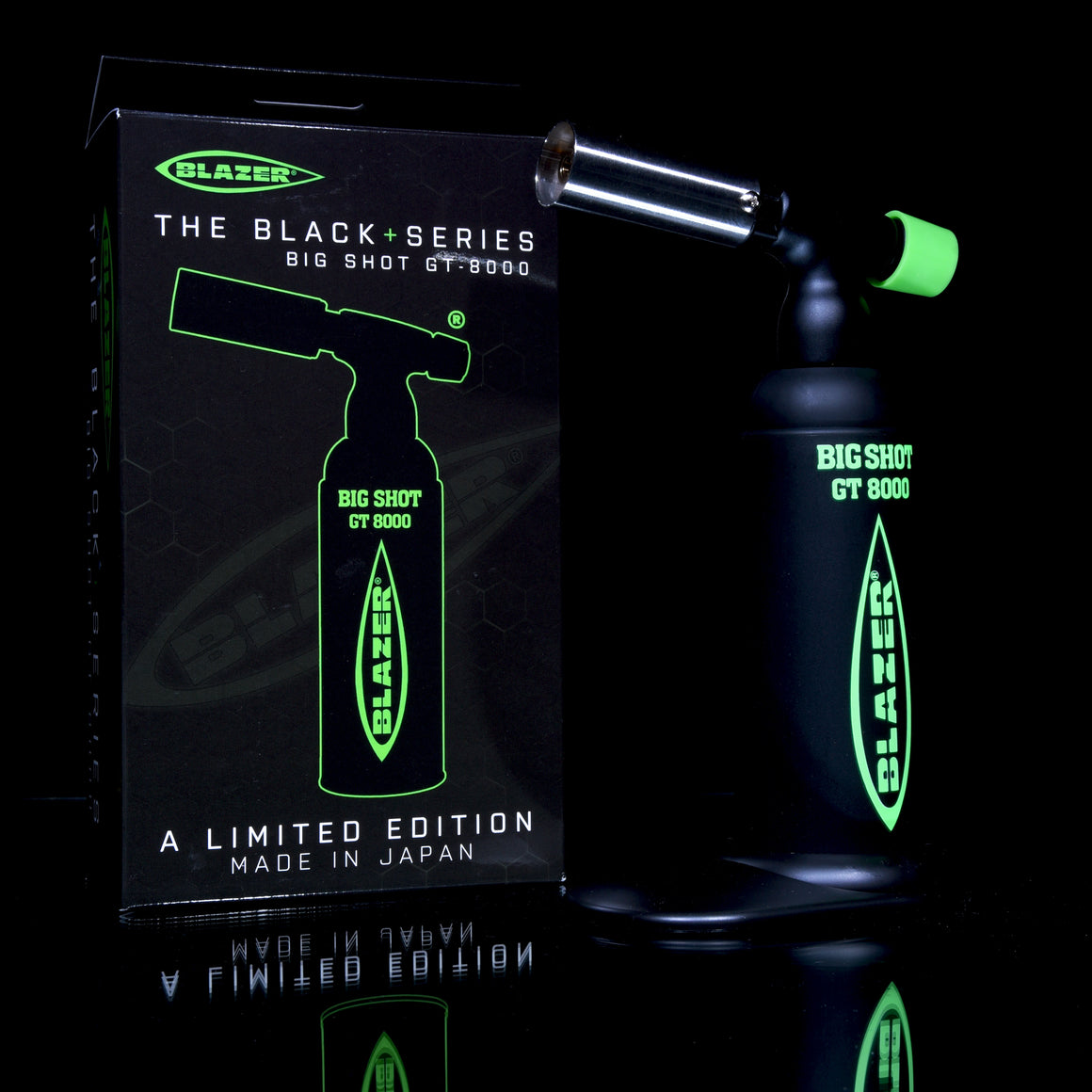 Limited Edition - UV Reactive Green Big Shot GT8000 Butane Torch w/ Removable Stand (Made in Japan)