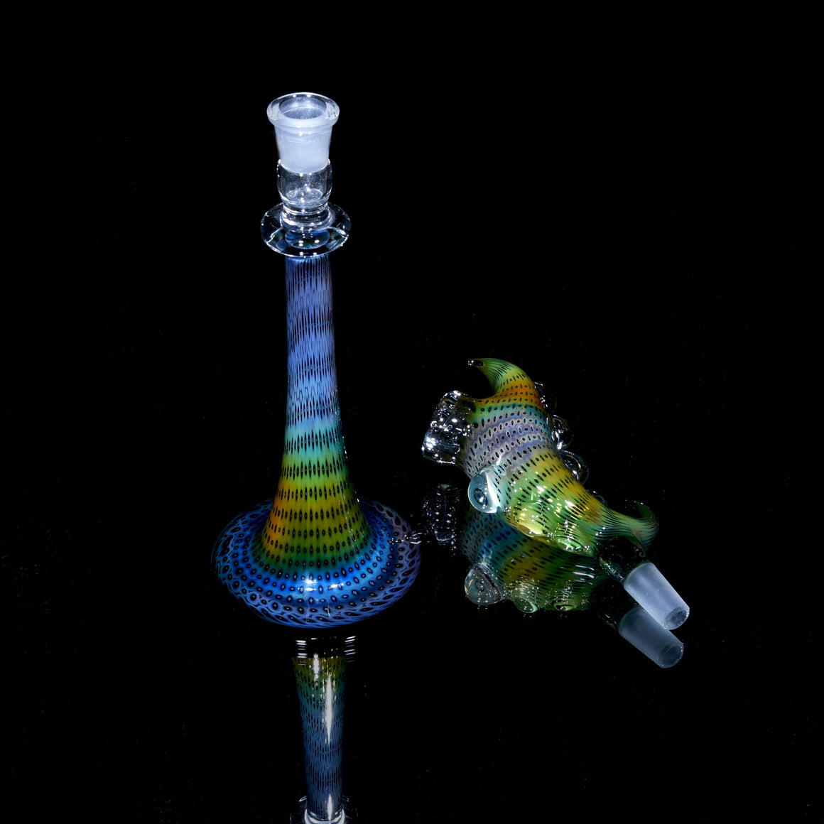 Sculpted Bubble Trap Slide w/ Matching Base - 14mm Male