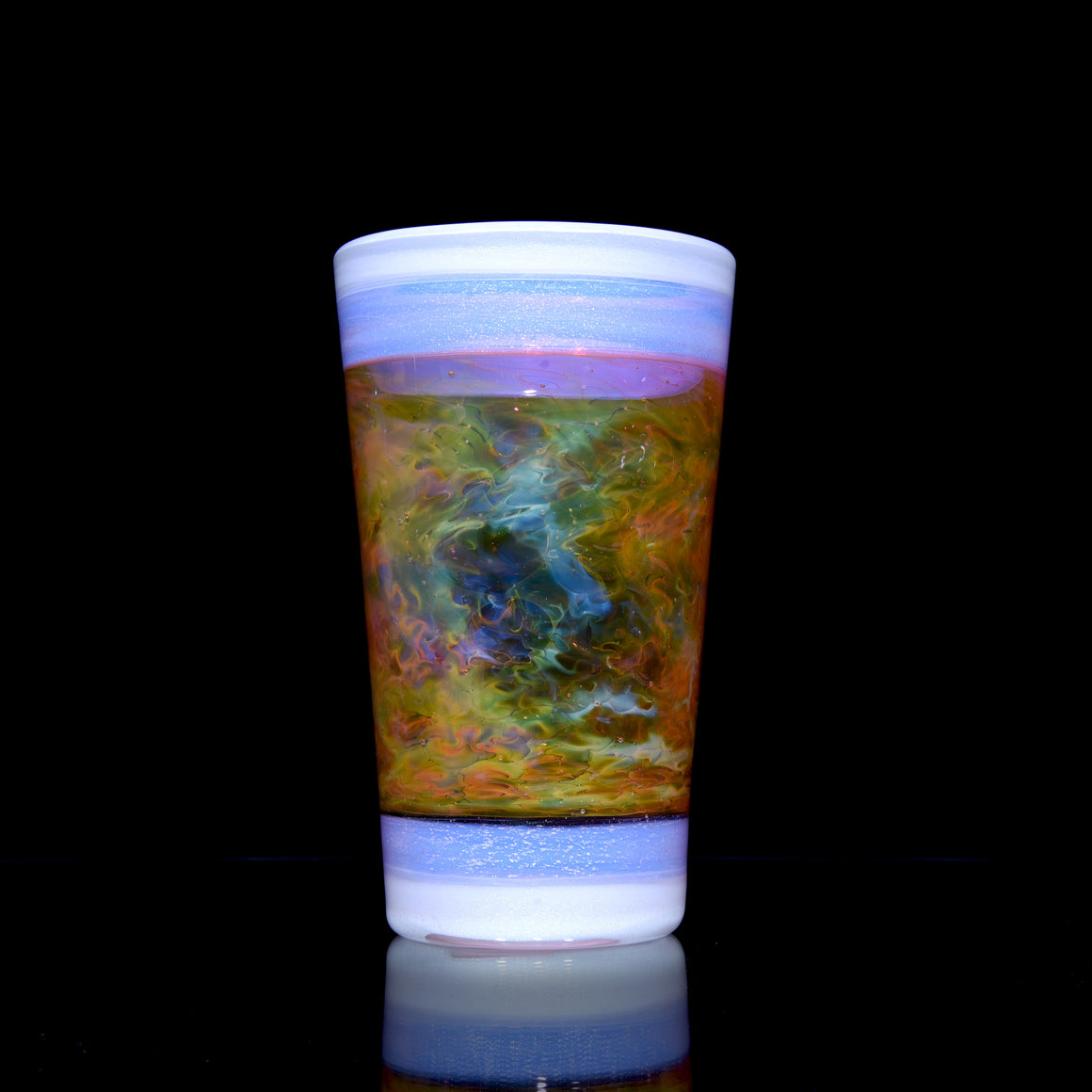 XL Dichroic Pint Glass - Pink Slyme/Star White/Fume