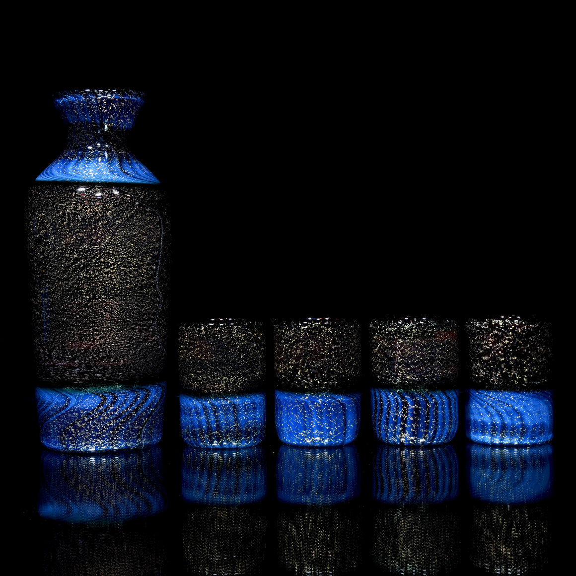 5-piece Dichroic Sake Set  - Blue/Green/Red