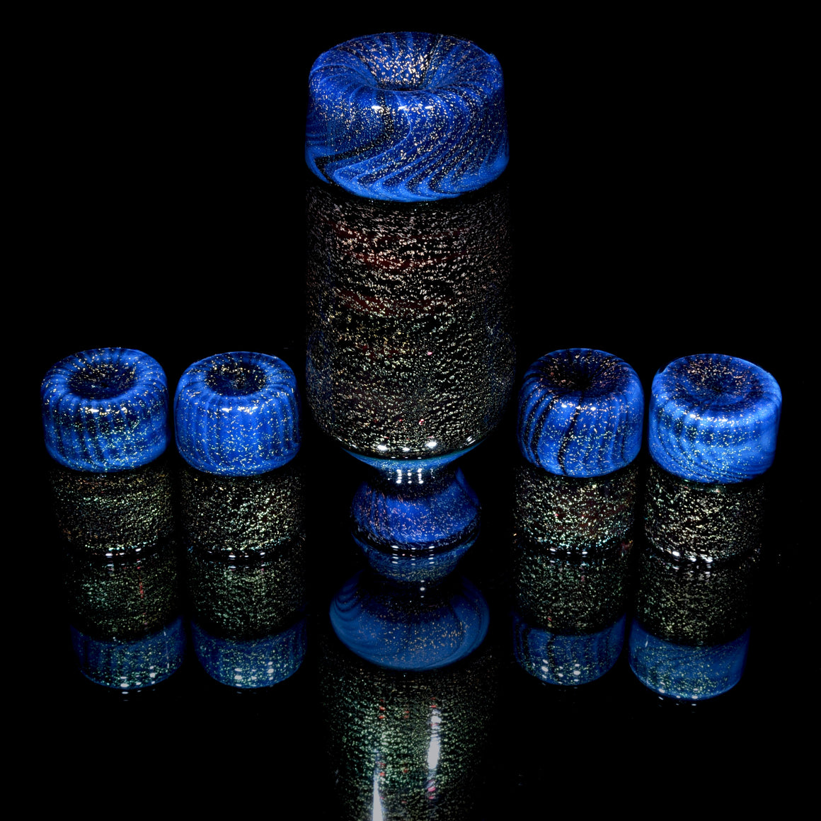 5-piece Dichroic Sake Set  - Blue/Green/Red