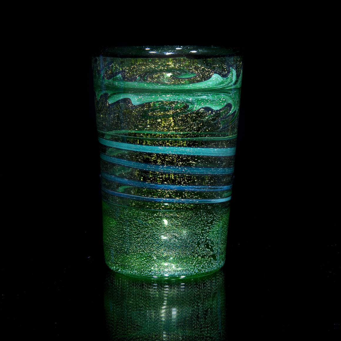 Dichroic Wigwag Pint Glass - Green