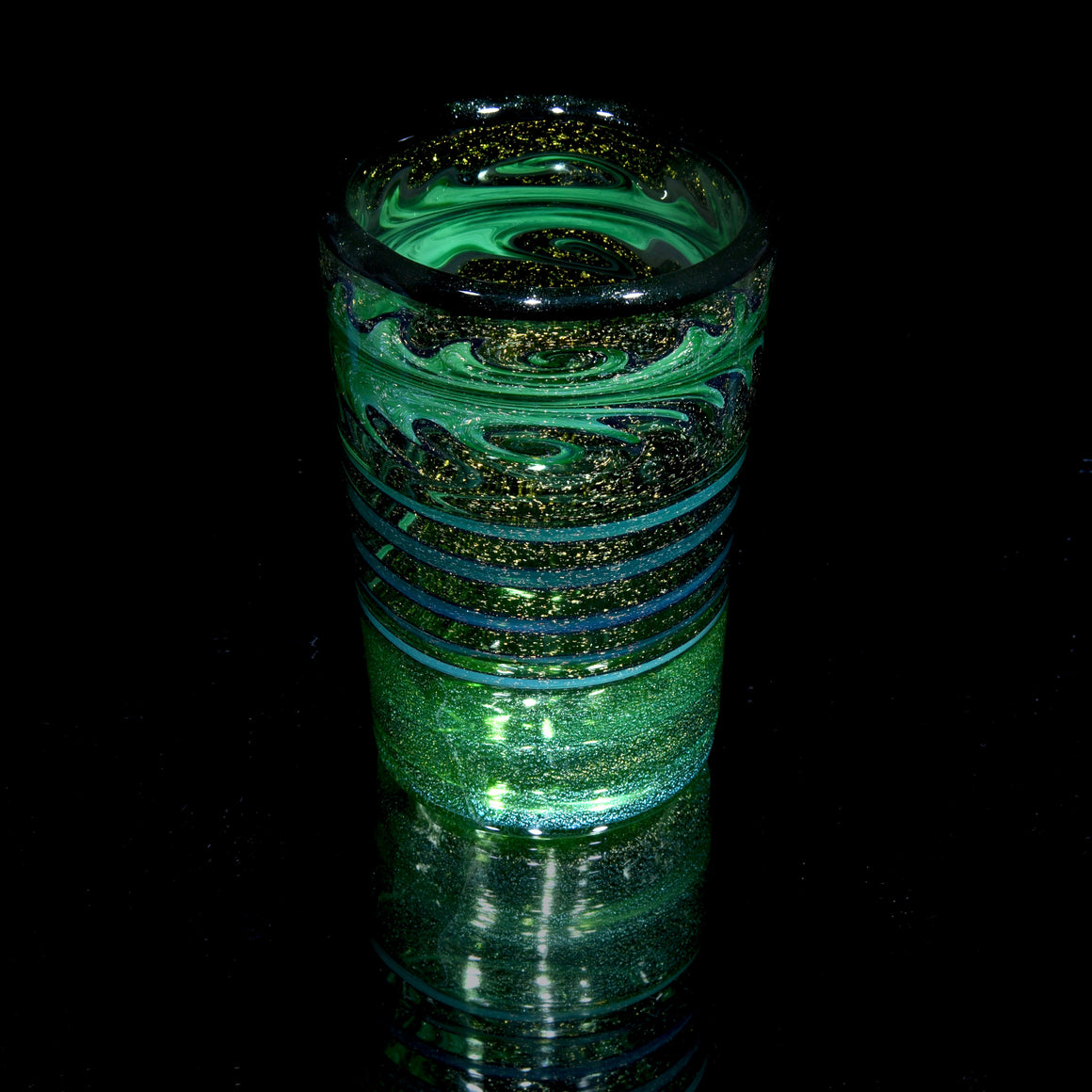 Dichroic Wigwag Pint Glass - Green