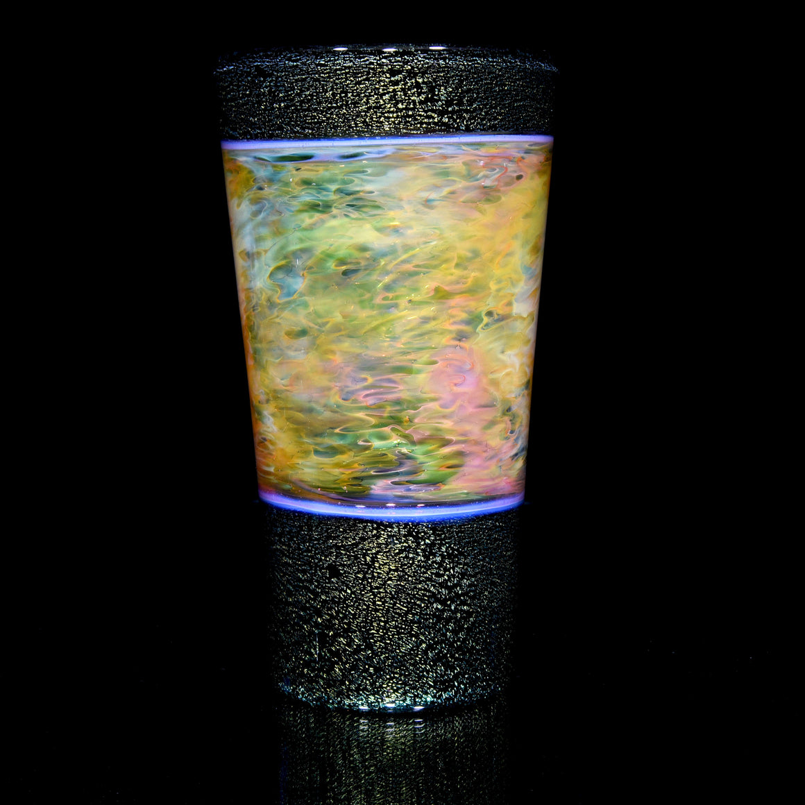 XL Dichroic Pint Glass - Green over Black/Pink Slyme/Fume