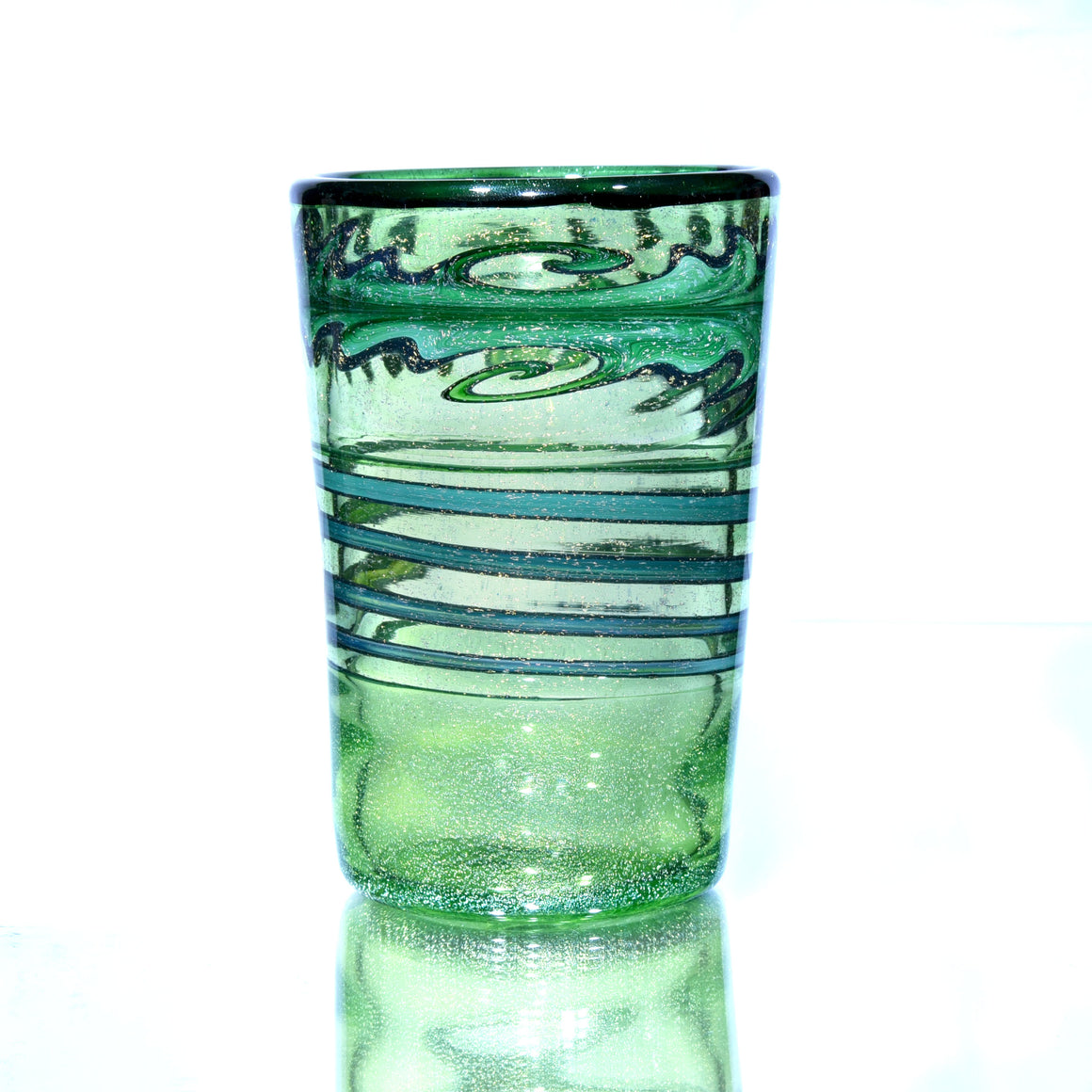 Dichroic Wigwag Pint Glass - Green