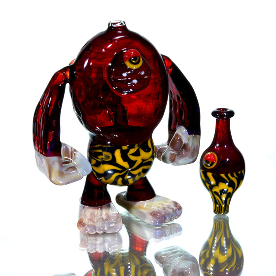 "Aka-Oni" Fully-worked Red Cyclops Yeti with Matching Cap - 10mm Female