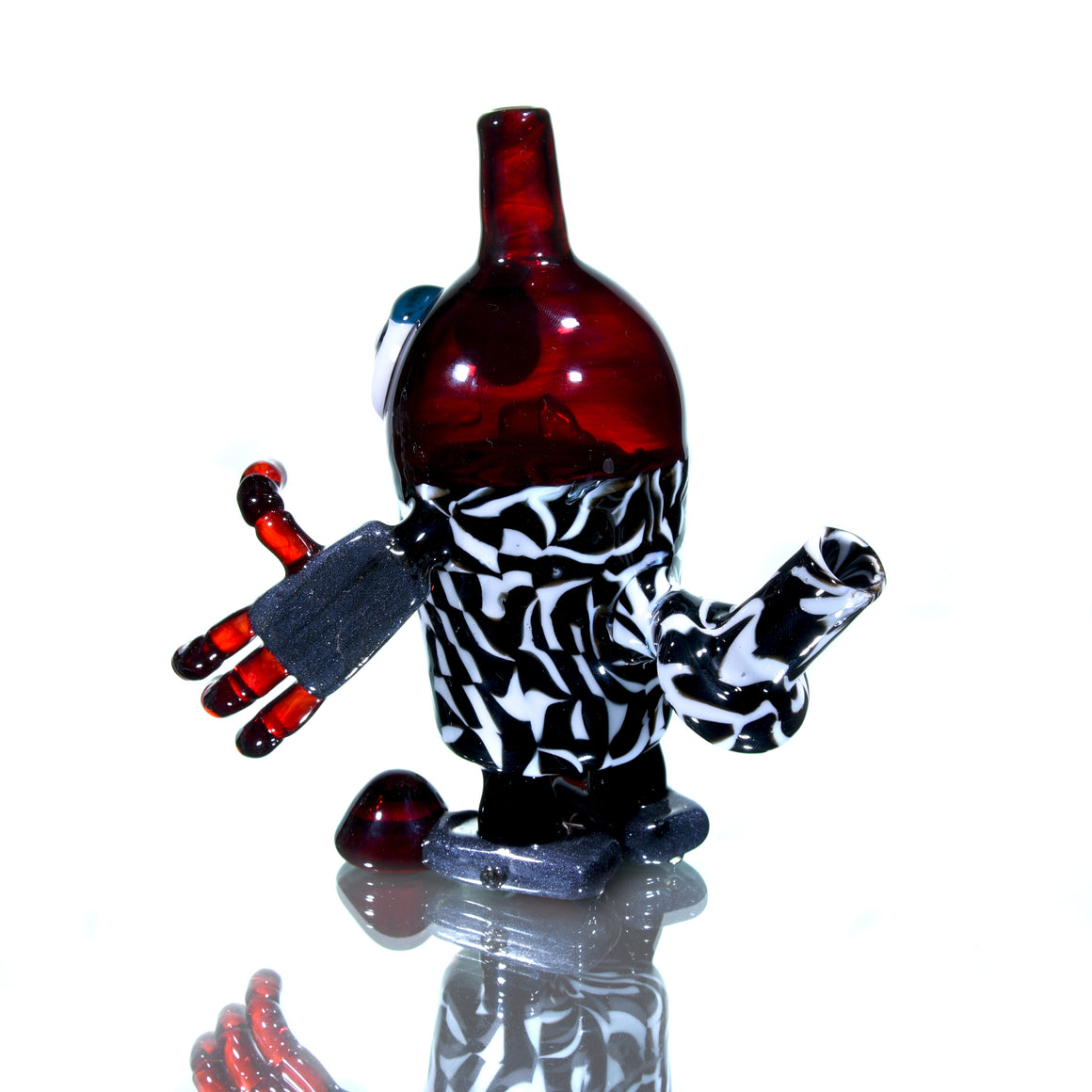 Fully-worked Robo-kun w/ Matching Cap - Pomegranate/Black & White - 10mm Female