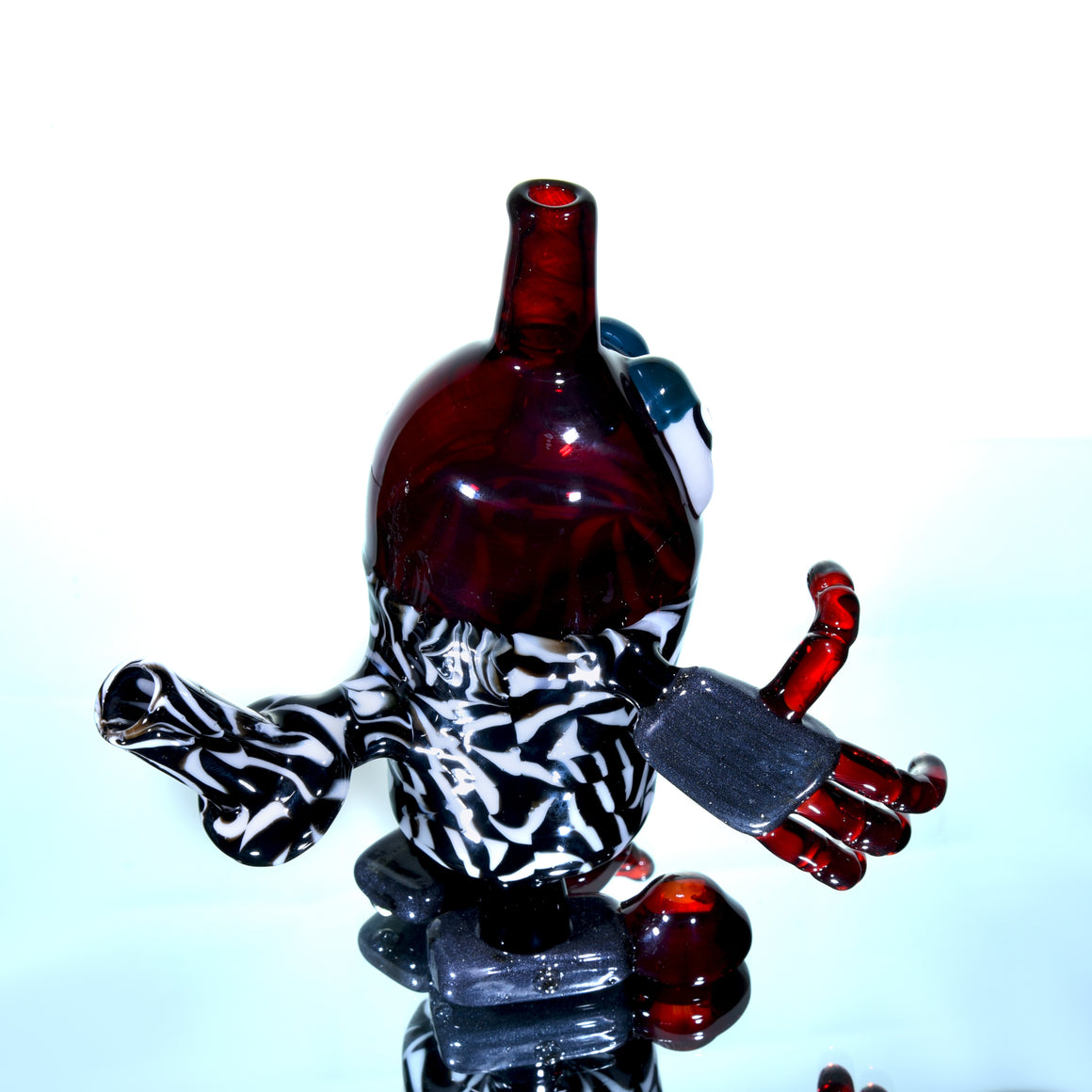 Fully-worked Robo-kun w/ Matching Cap - Pomegranate/Black & White - 10mm Female