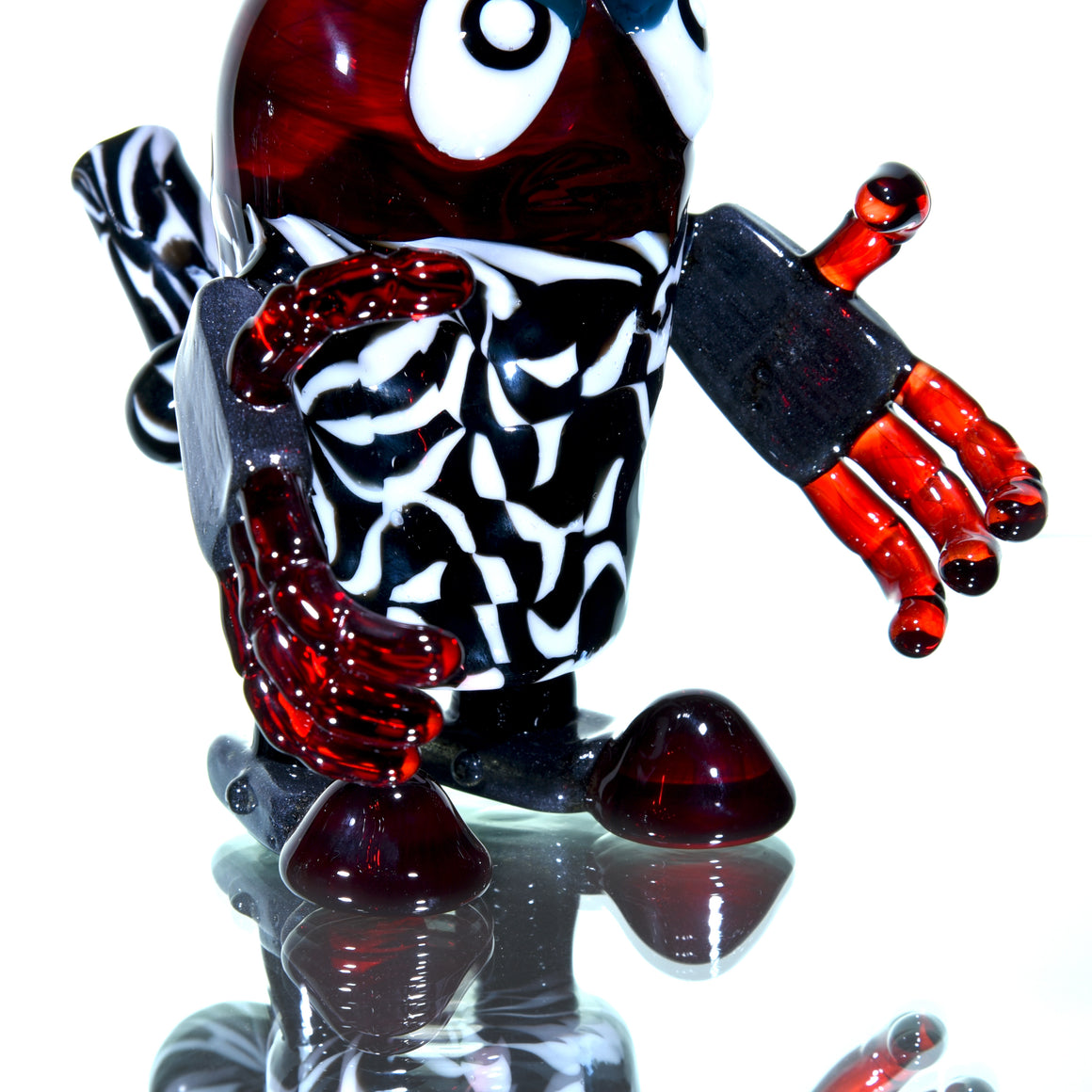 Fully-worked Robo-kun w/ Matching Cap - Pomegranate/Black & White - 10mm Female