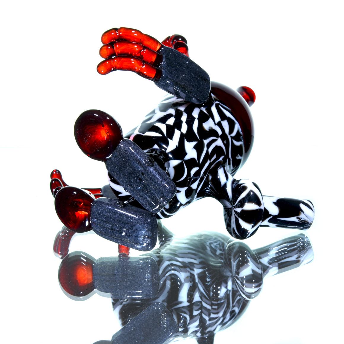 Fully-worked Robo-kun w/ Matching Cap - Pomegranate/Black & White - 10mm Female