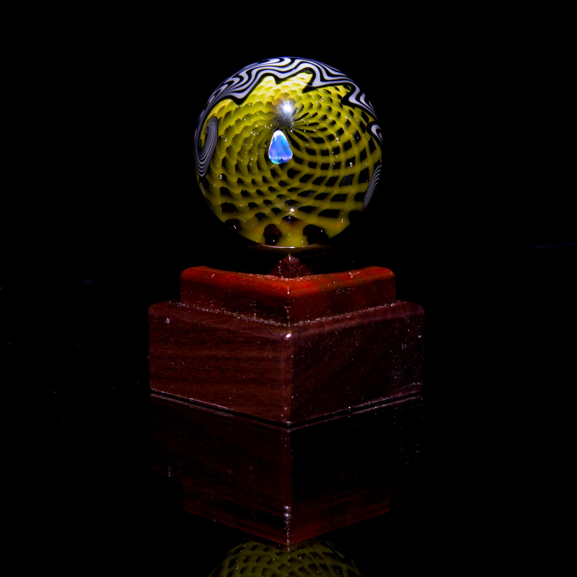 Wooden Single Marble Stands w/ Built-in LED Light