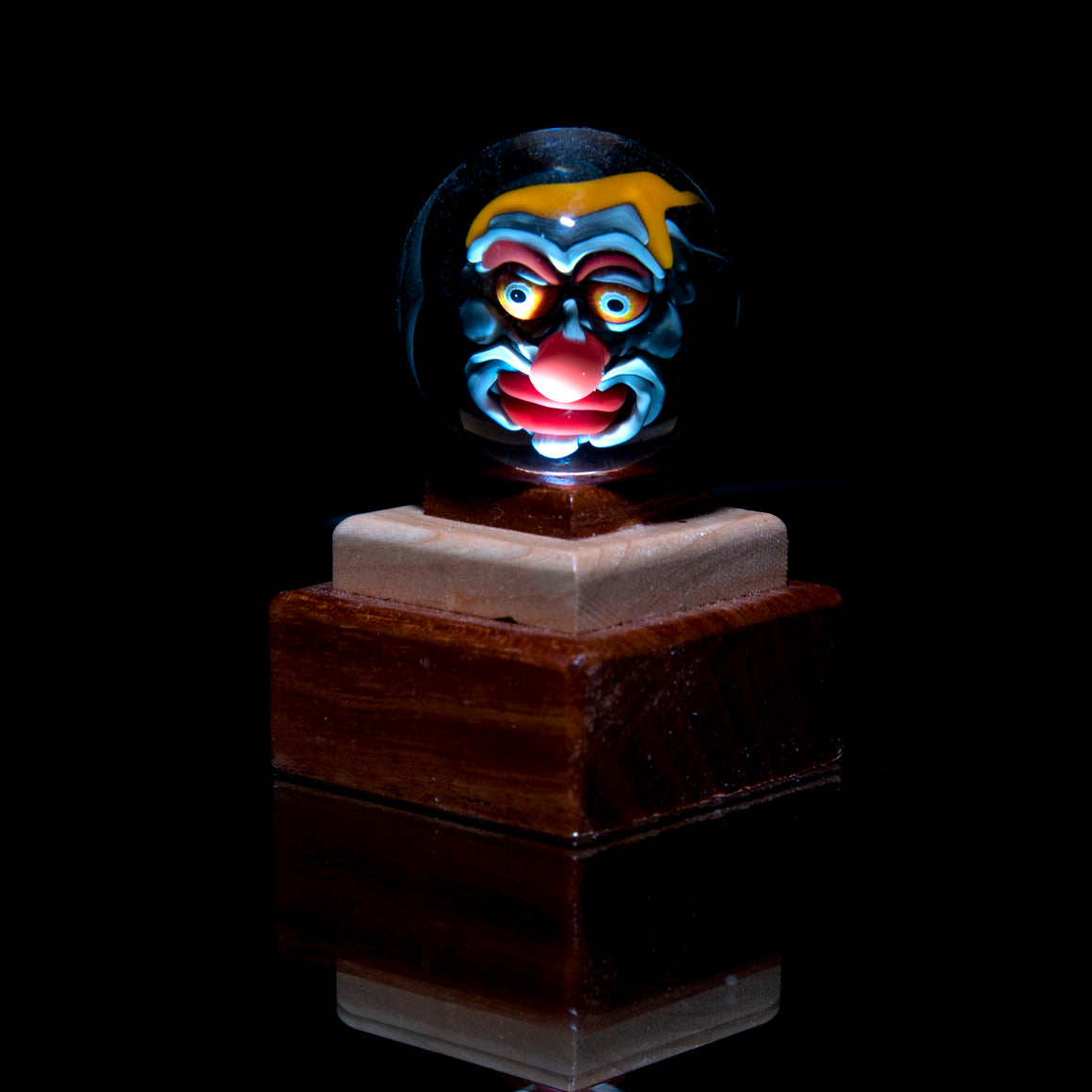 Wooden Single Marble Stands w/ Built-in LED Light