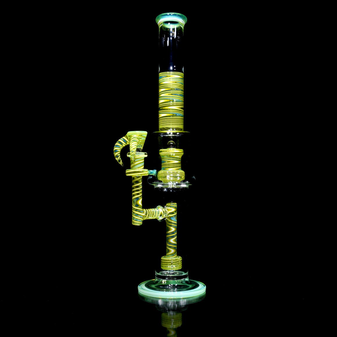 Fully-Worked Full-size Flower Tube - Gridded Circ/Gridded Circ - Slyme/Lemon Drop - 14mm Female