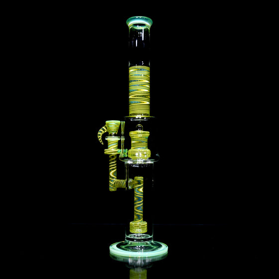 Fully-Worked Full-size Flower Tube - Gridded Circ/Gridded Circ - Slyme/Lemon Drop - 14mm Female