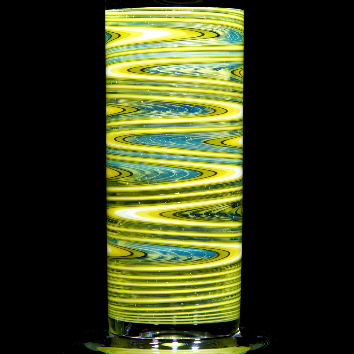 Fully-Worked Full-size Flower Tube - Gridded Circ/Gridded Circ - Slyme/Lemon Drop - 14mm Female