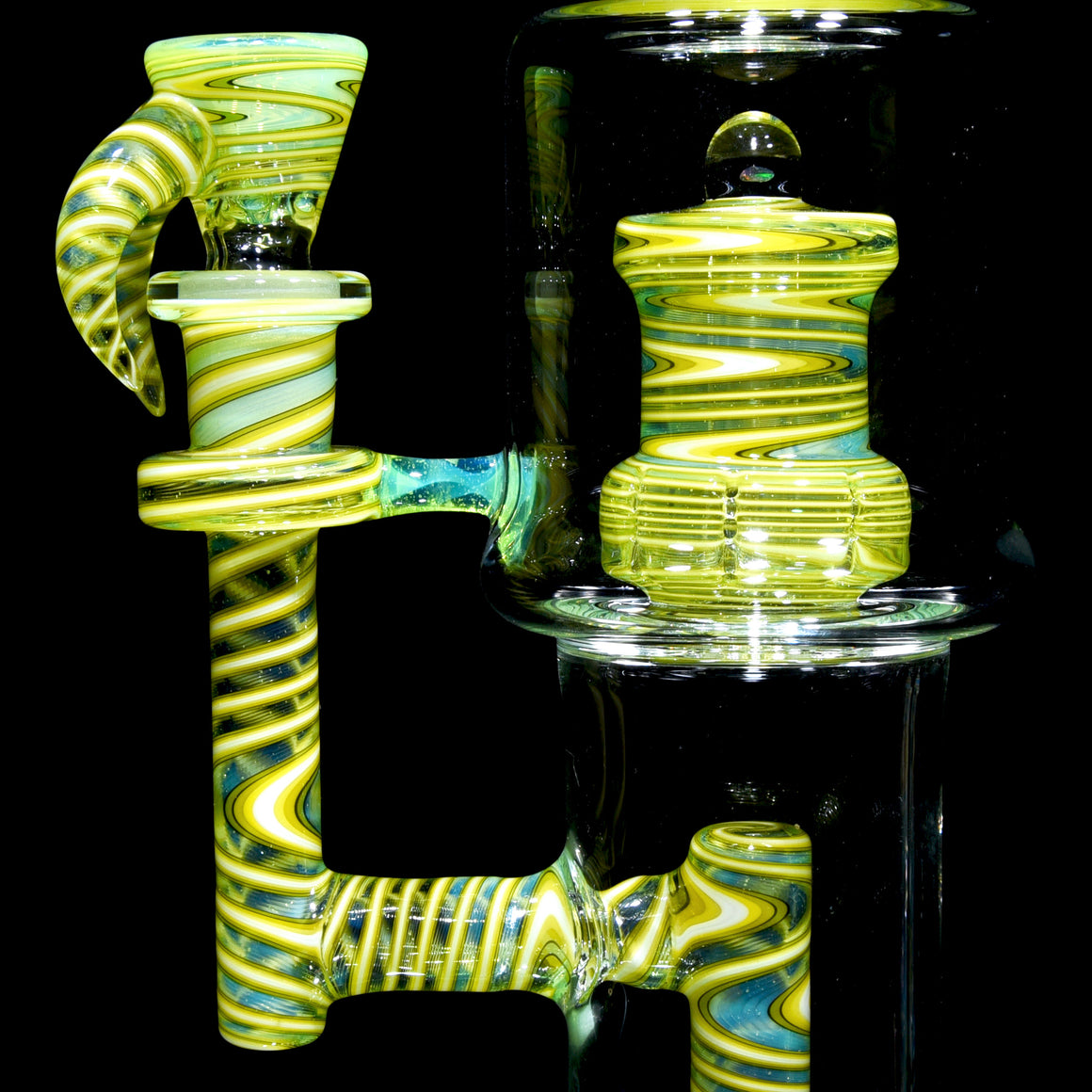 Fully-Worked Full-size Flower Tube - Gridded Circ/Gridded Circ - Slyme/Lemon Drop - 14mm Female