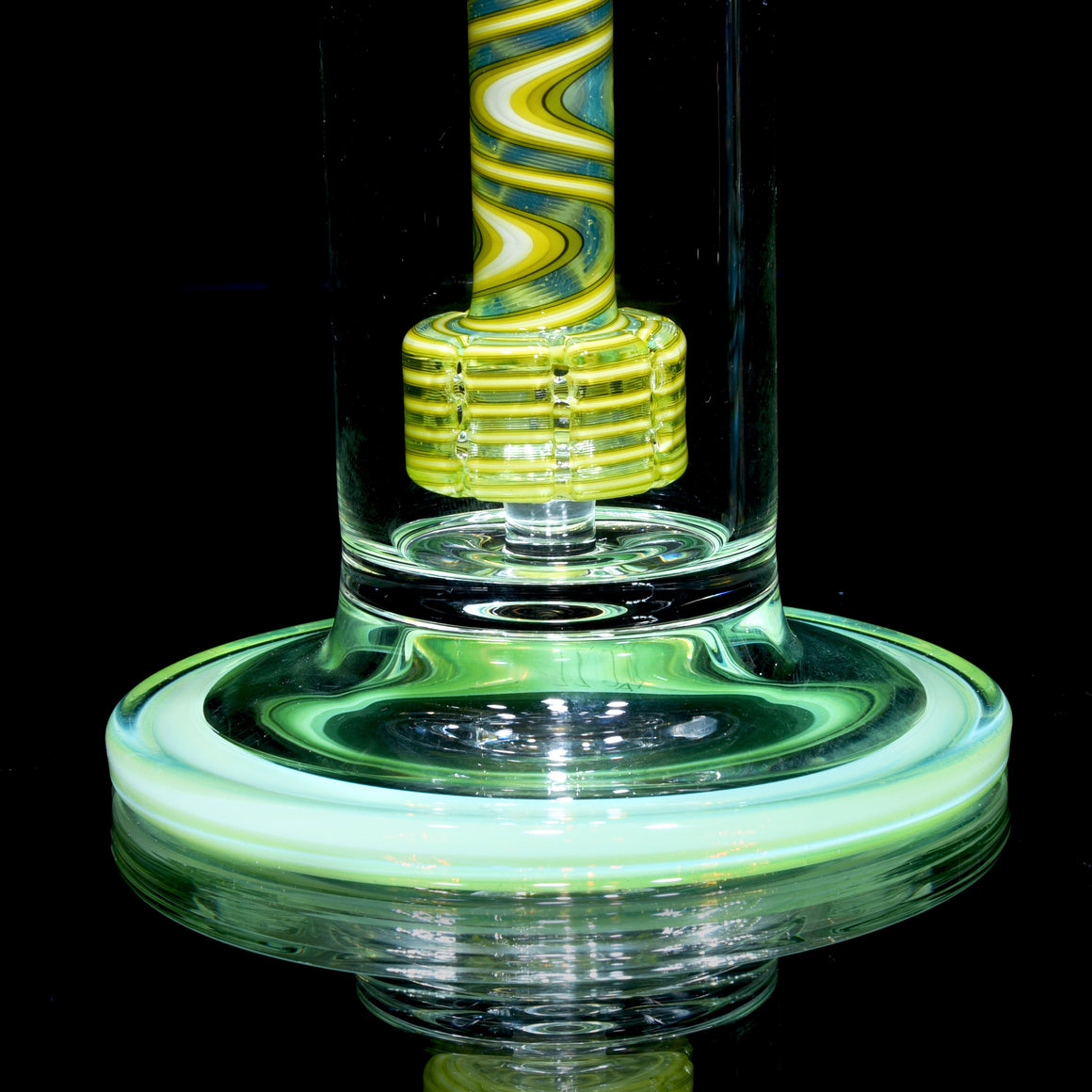 Fully-Worked Full-size Flower Tube - Gridded Circ/Gridded Circ - Slyme/Lemon Drop - 14mm Female