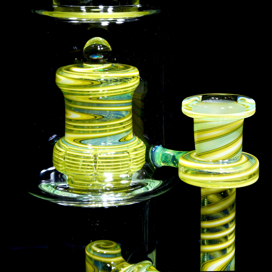 Fully-Worked Full-size Flower Tube - Gridded Circ/Gridded Circ - Slyme/Lemon Drop - 14mm Female