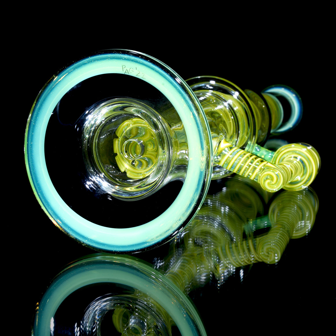 Fully-Worked Full-size Flower Tube - Gridded Circ/Gridded Circ - Slyme/Lemon Drop - 14mm Female