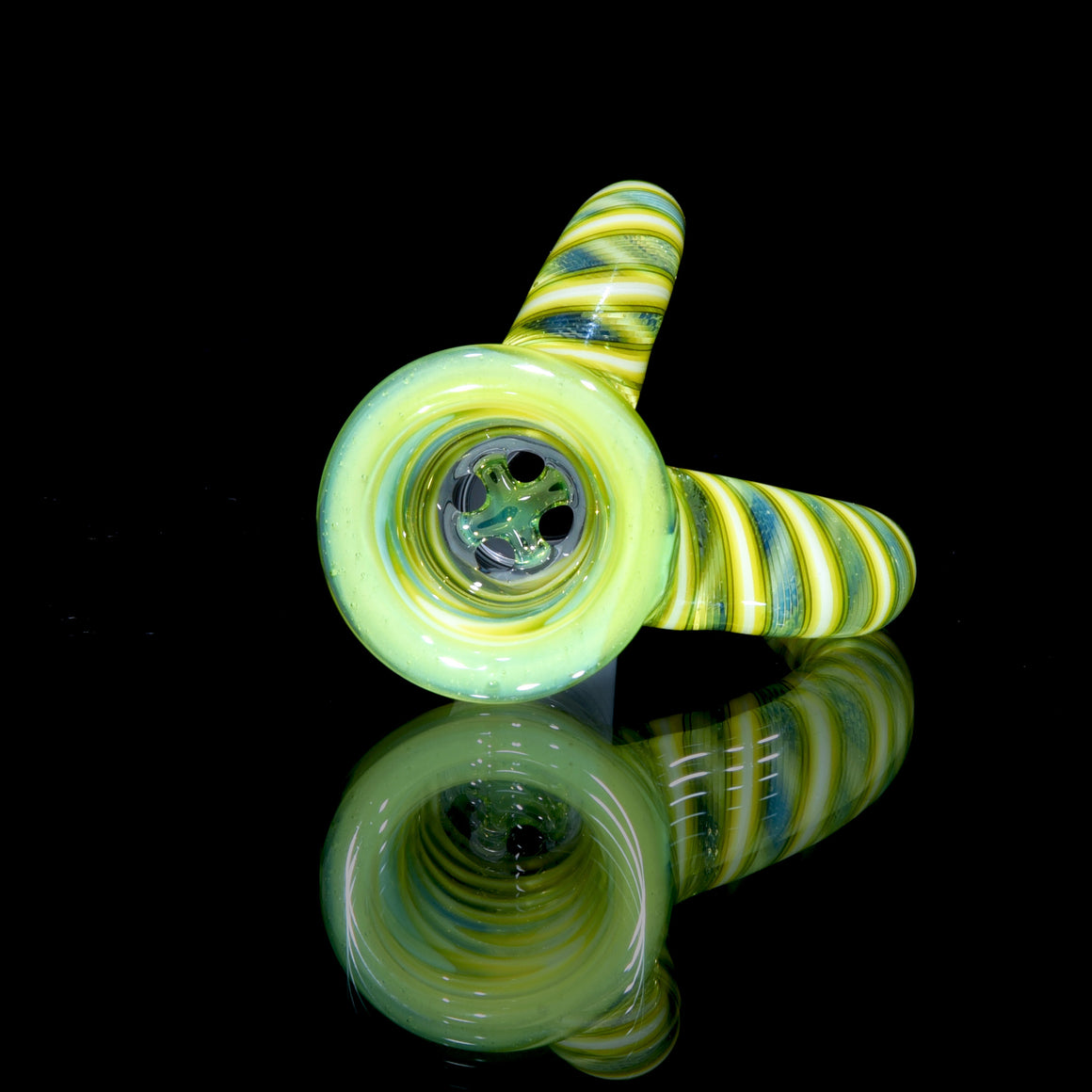 Fully-Worked Full-size Flower Tube - Gridded Circ/Gridded Circ - Slyme/Lemon Drop - 14mm Female