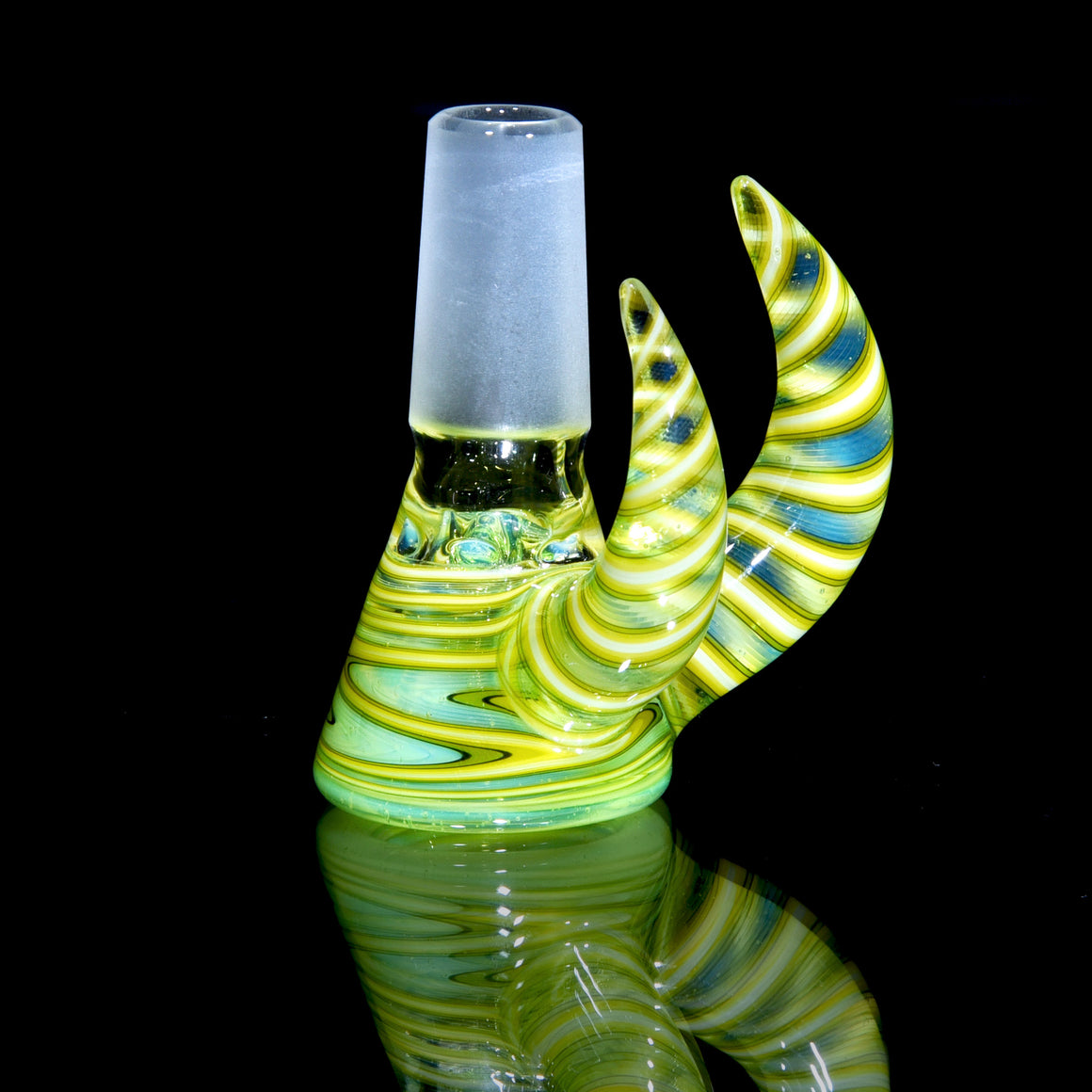 Fully-Worked Full-size Flower Tube - Gridded Circ/Gridded Circ - Slyme/Lemon Drop - 14mm Female