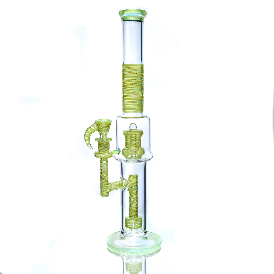 Fully-Worked Full-size Flower Tube - Gridded Circ/Gridded Circ - Slyme/Lemon Drop - 14mm Female