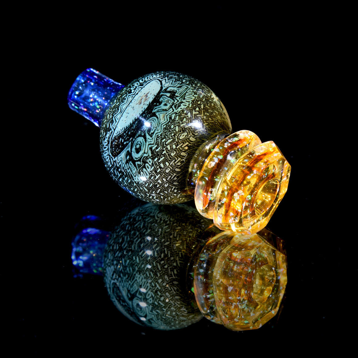 Faceted UV Reactive Crushed Opal Bubble Cap - Heady Taco