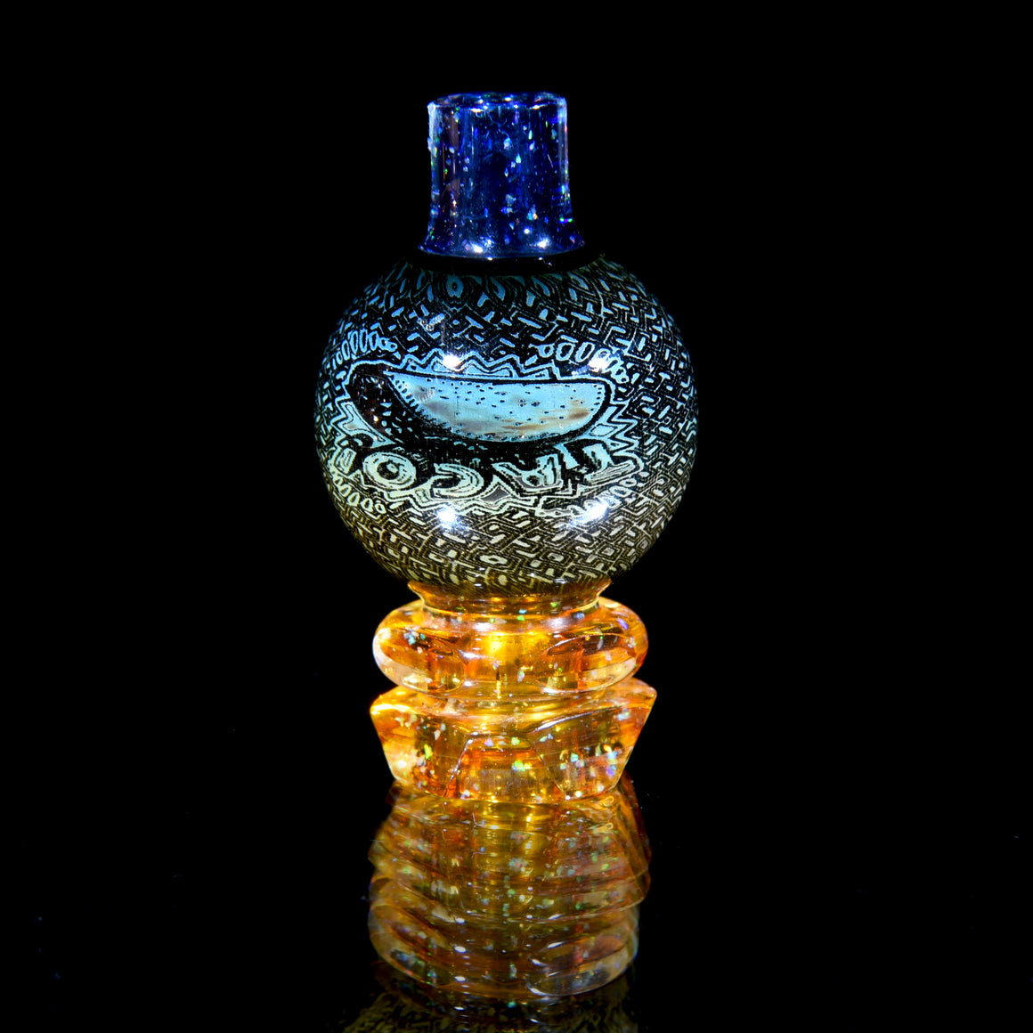 Faceted UV Reactive Crushed Opal Bubble Cap - Heady Taco