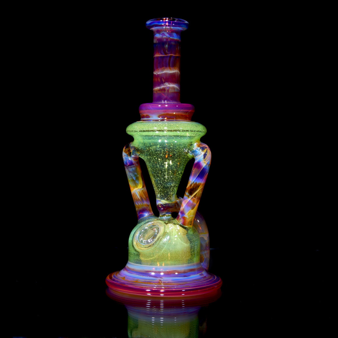 Floating Dewaar Bell Recycler - CFL Sunset Slyme/Amber Purple - 10mm Female