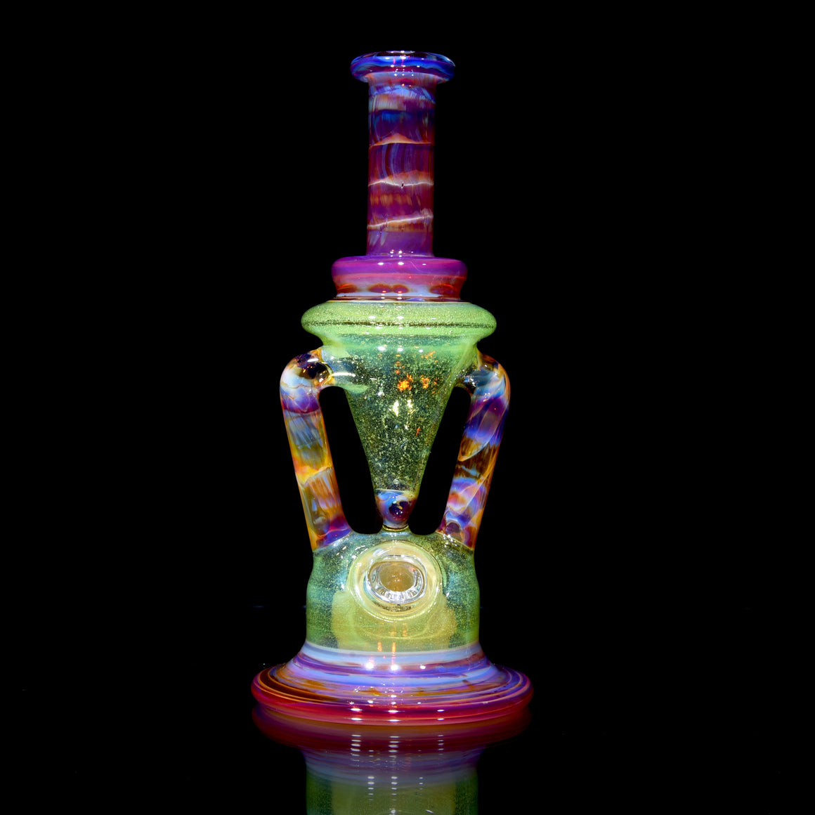 Floating Dewaar Bell Recycler - CFL Sunset Slyme/Amber Purple - 10mm Female