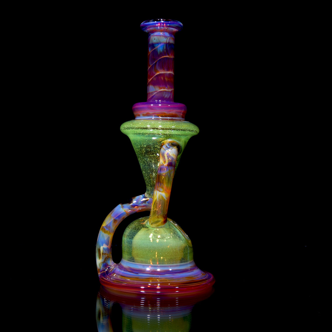 Floating Dewaar Bell Recycler - CFL Sunset Slyme/Amber Purple - 10mm Female
