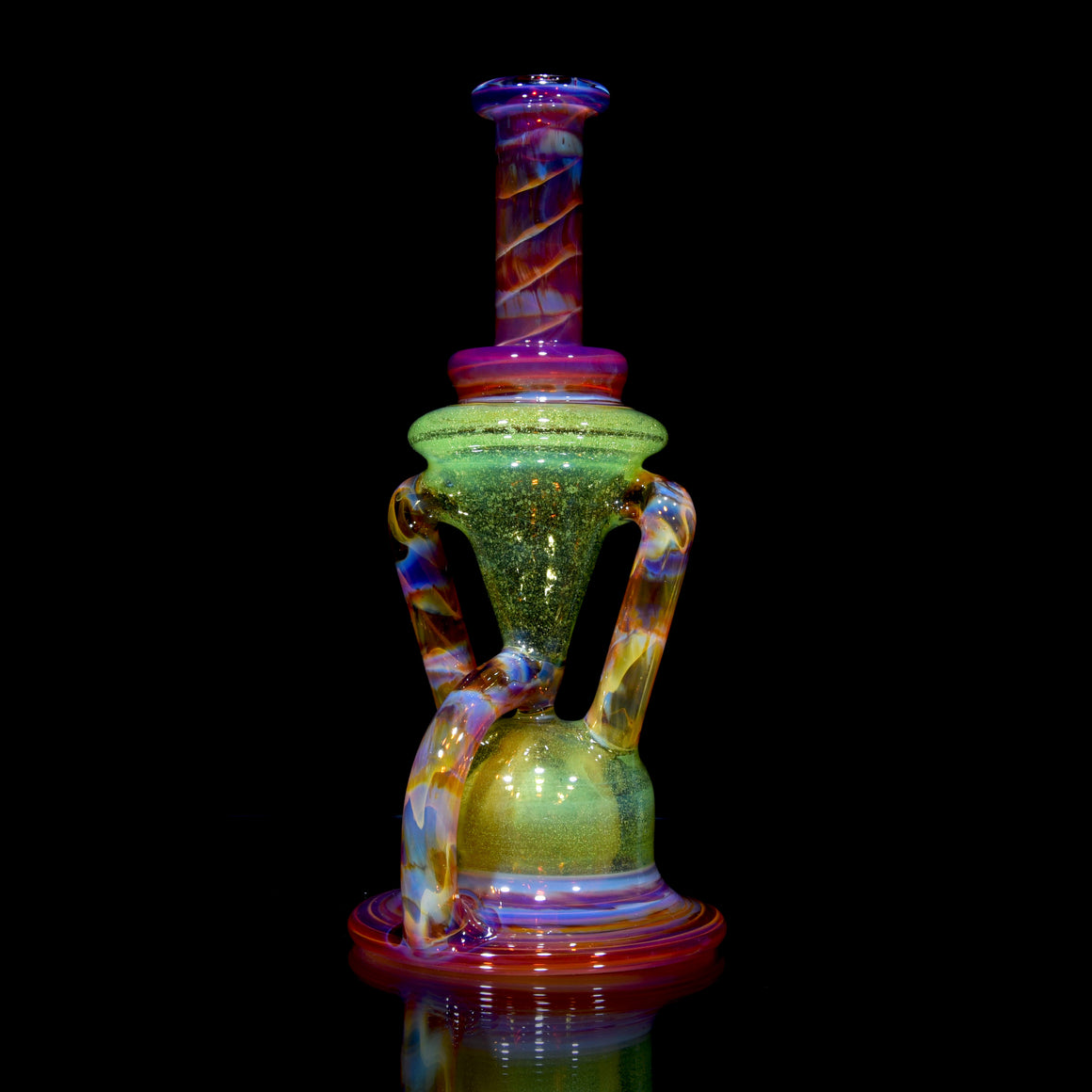 Floating Dewaar Bell Recycler - CFL Sunset Slyme/Amber Purple - 10mm Female