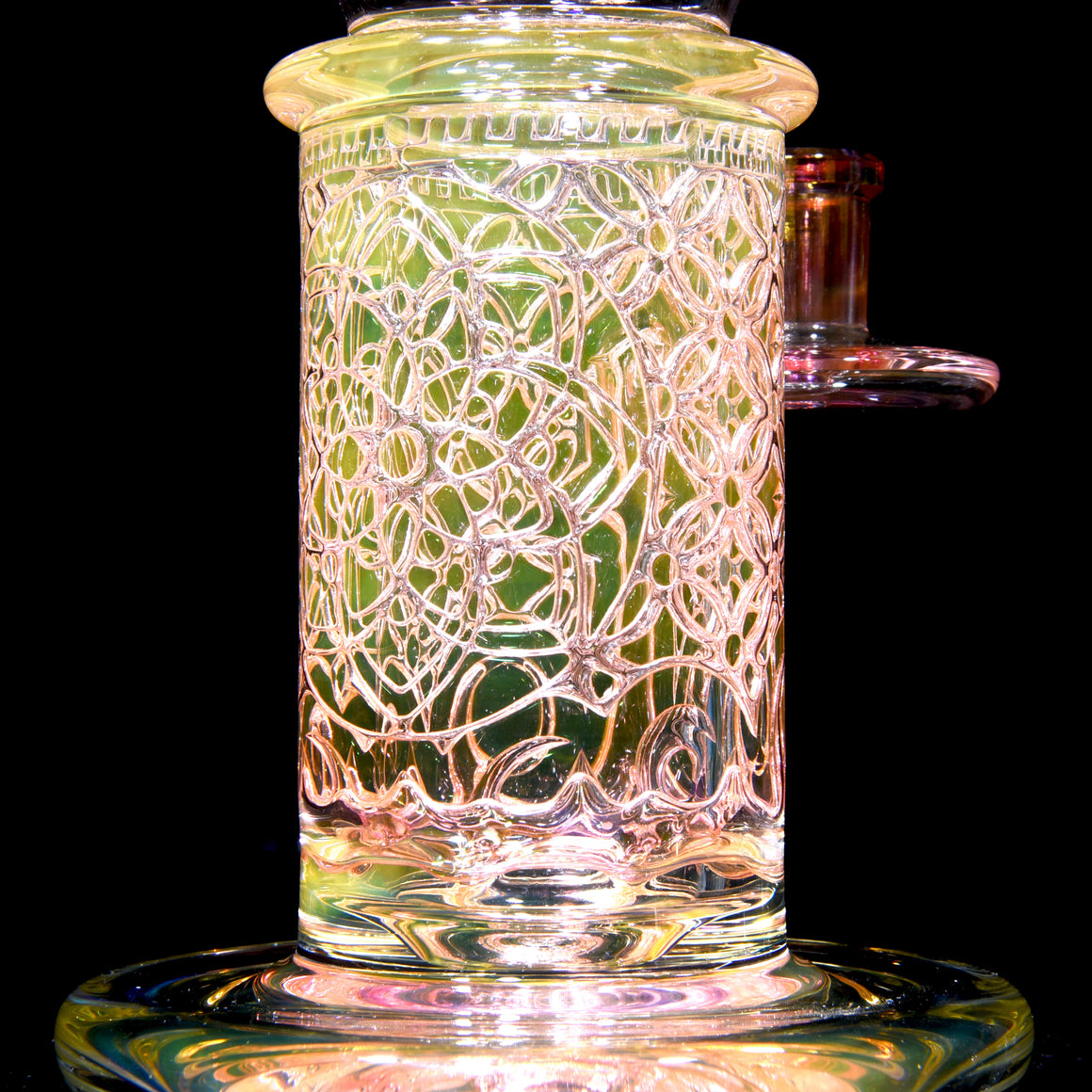 Fumed "Elementum" Double-Wall Channel Perc Rig - Flower of Life - 14mm Female