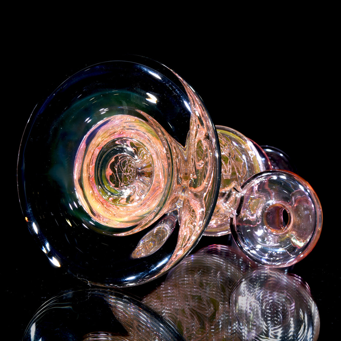 Fumed "Elementum" Double-Wall Channel Perc Rig - Flower of Life - 14mm Female