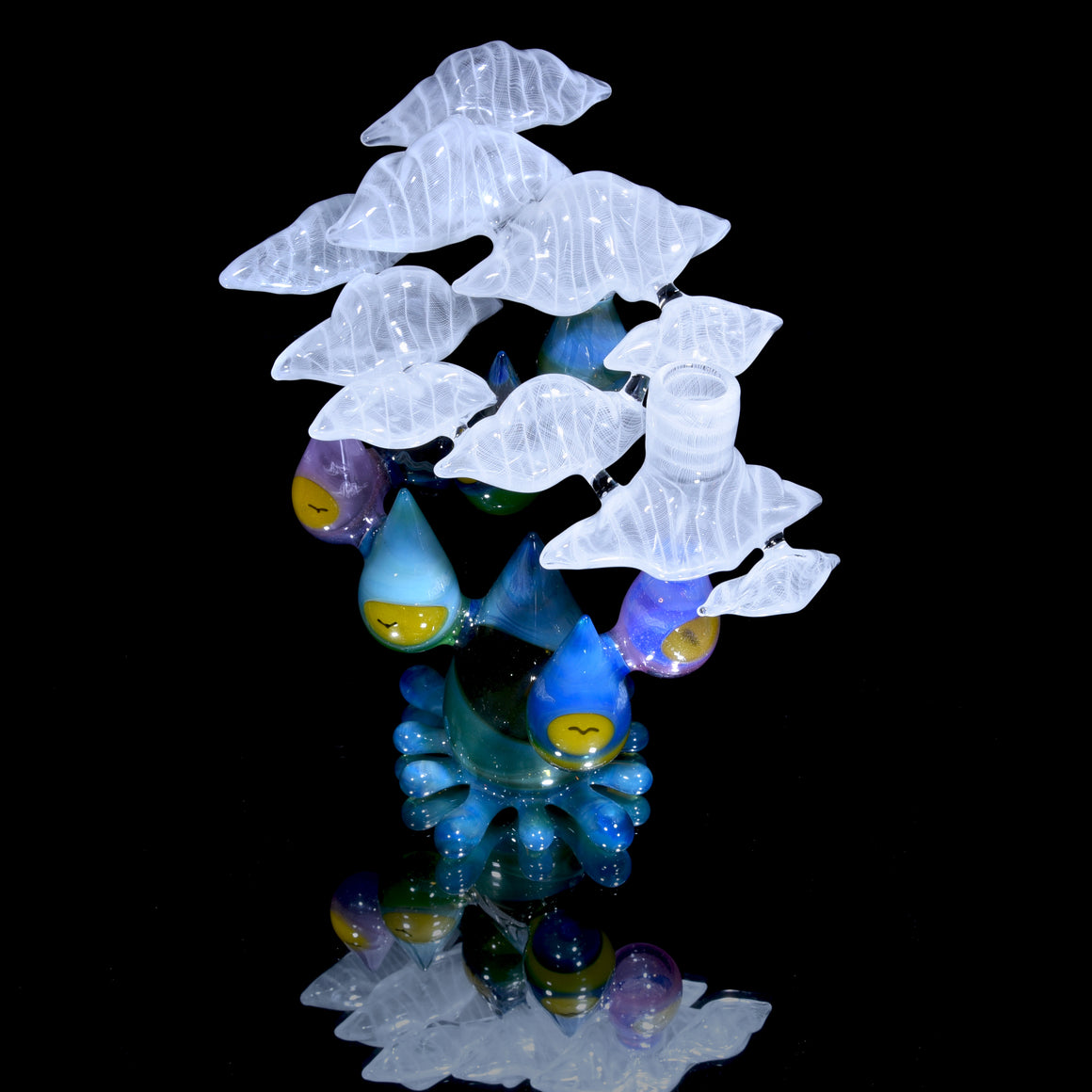 Sunset Landscape Drunken Encalmo Raindrop/Latticino Cloud Rig w/ Cap & Slurper Marble Set - 14mm Female