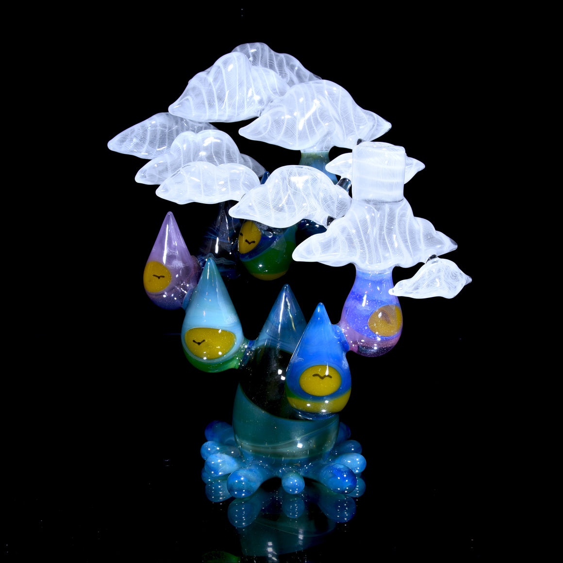 Sunset Landscape Drunken Encalmo Raindrop/Latticino Cloud Rig w/ Cap & Slurper Marble Set - 14mm Female