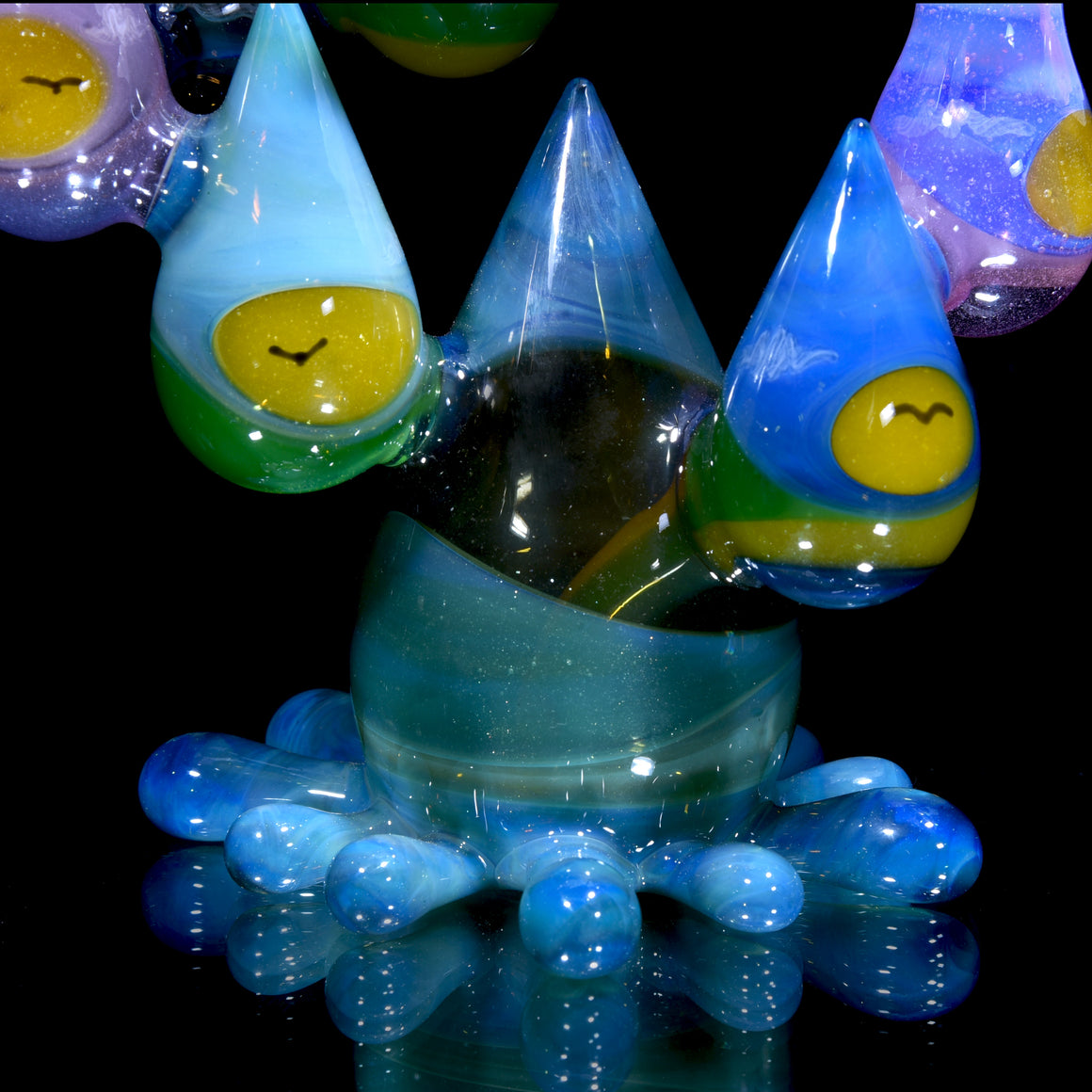 Sunset Landscape Drunken Encalmo Raindrop/Latticino Cloud Rig w/ Cap & Slurper Marble Set - 14mm Female