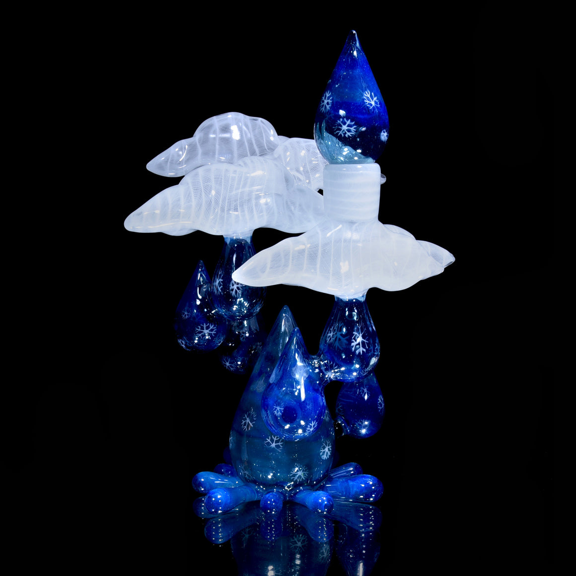 Sparkly Snowflake Raindrop/Latticino Cloud Rig w/ Cap & Slurper Marble Set - 14mm Female