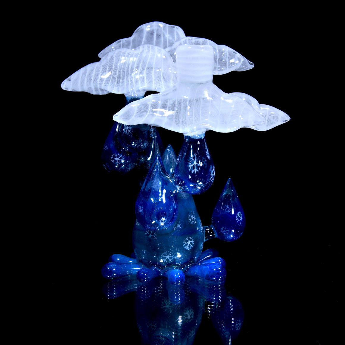 Sparkly Snowflake Raindrop/Latticino Cloud Rig w/ Cap & Slurper Marble Set - 14mm Female