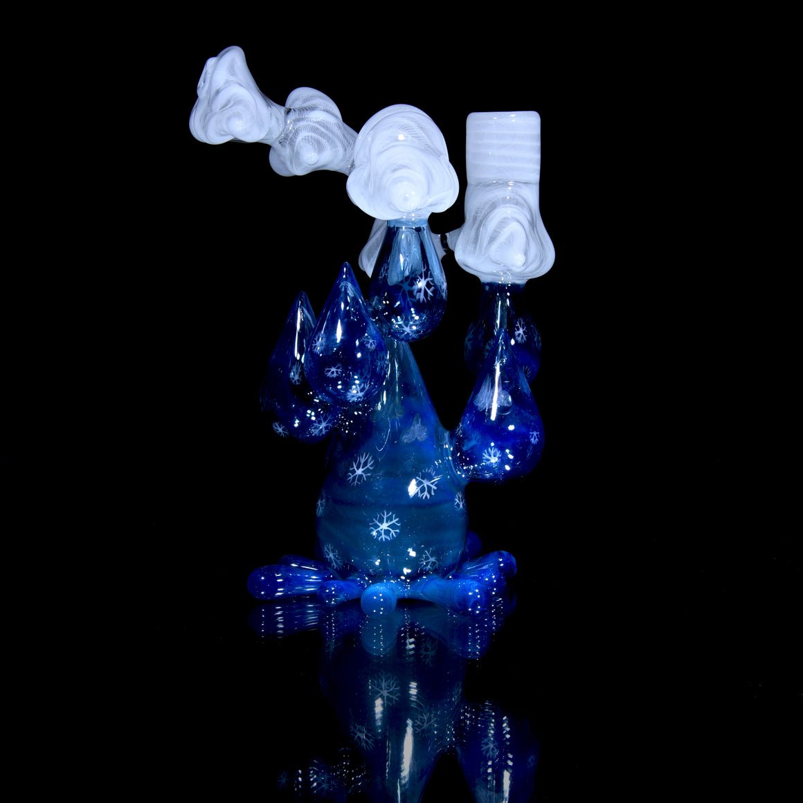 Sparkly Snowflake Raindrop/Latticino Cloud Rig w/ Cap & Slurper Marble Set - 14mm Female