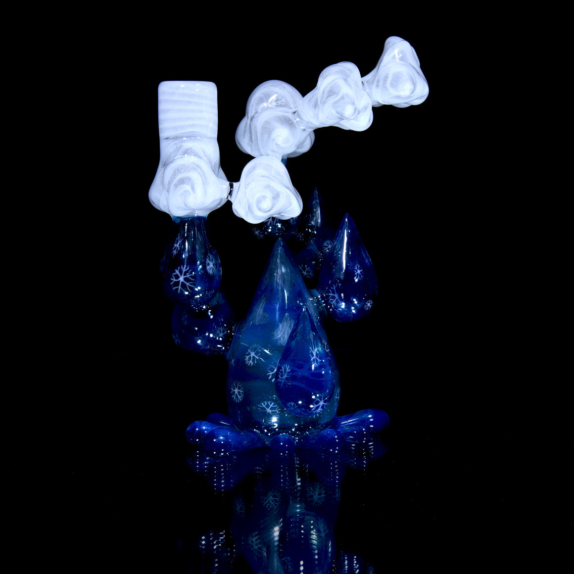 Sparkly Snowflake Raindrop/Latticino Cloud Rig w/ Cap & Slurper Marble Set - 14mm Female