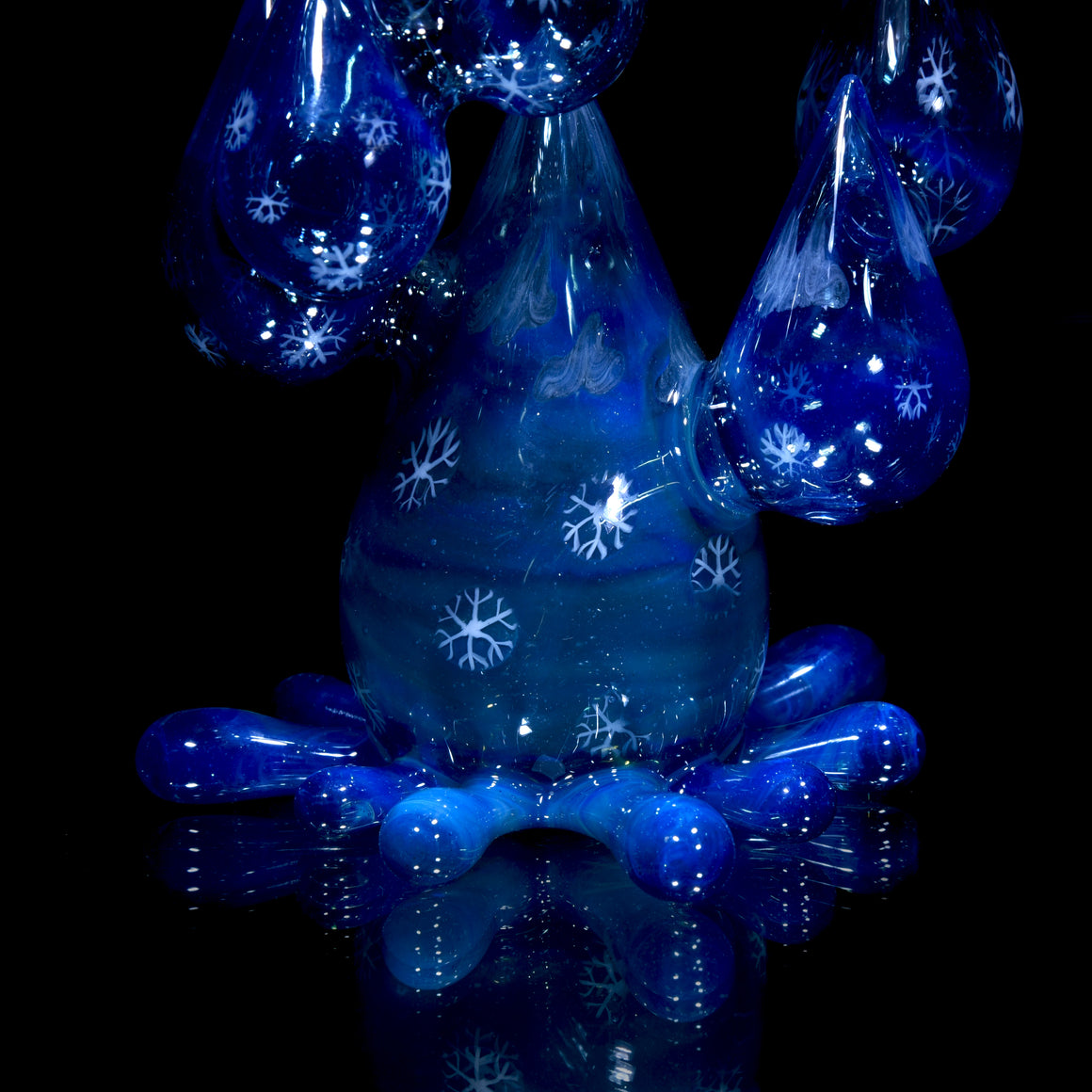 Sparkly Snowflake Raindrop/Latticino Cloud Rig w/ Cap & Slurper Marble Set - 14mm Female