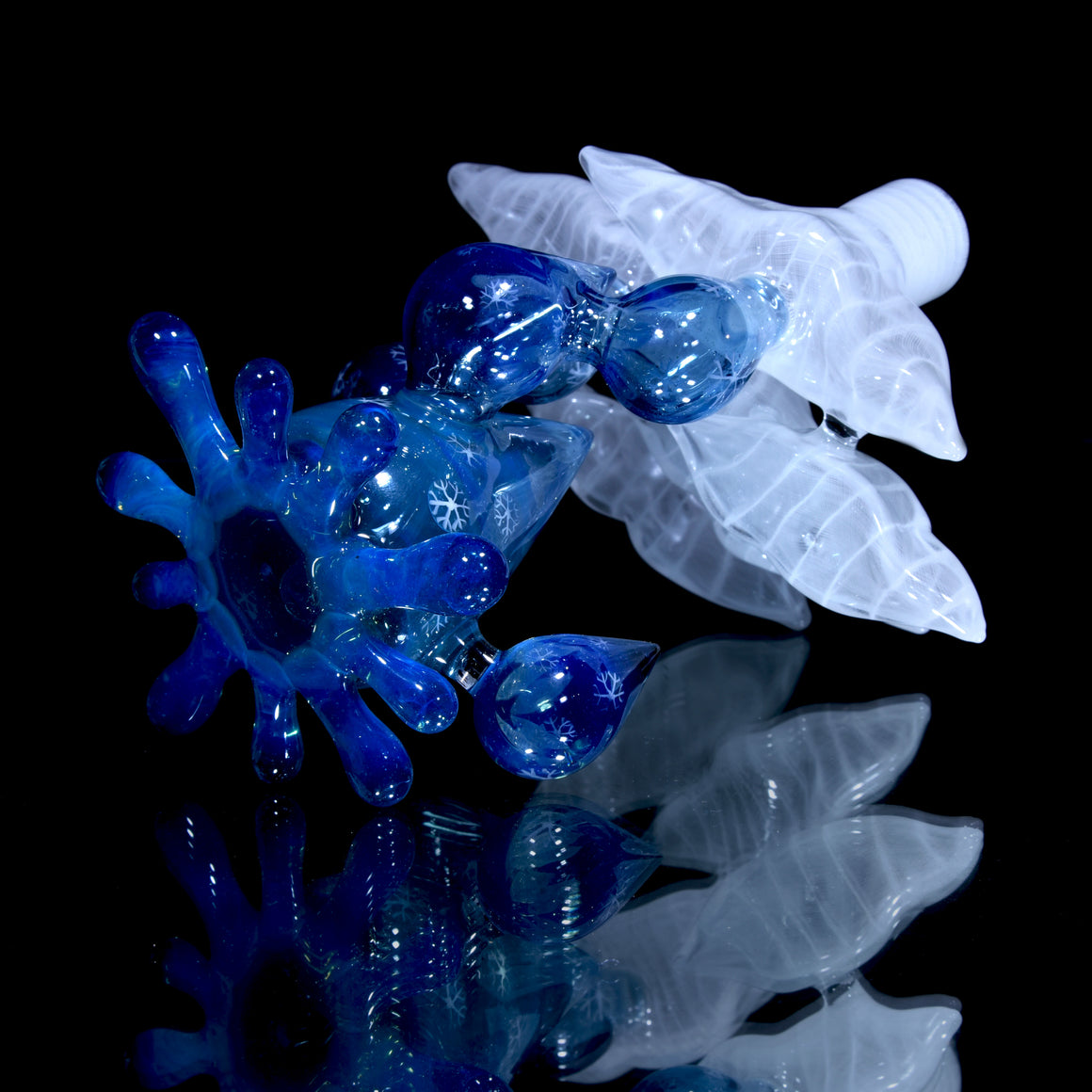 Sparkly Snowflake Raindrop/Latticino Cloud Rig w/ Cap & Slurper Marble Set - 14mm Female