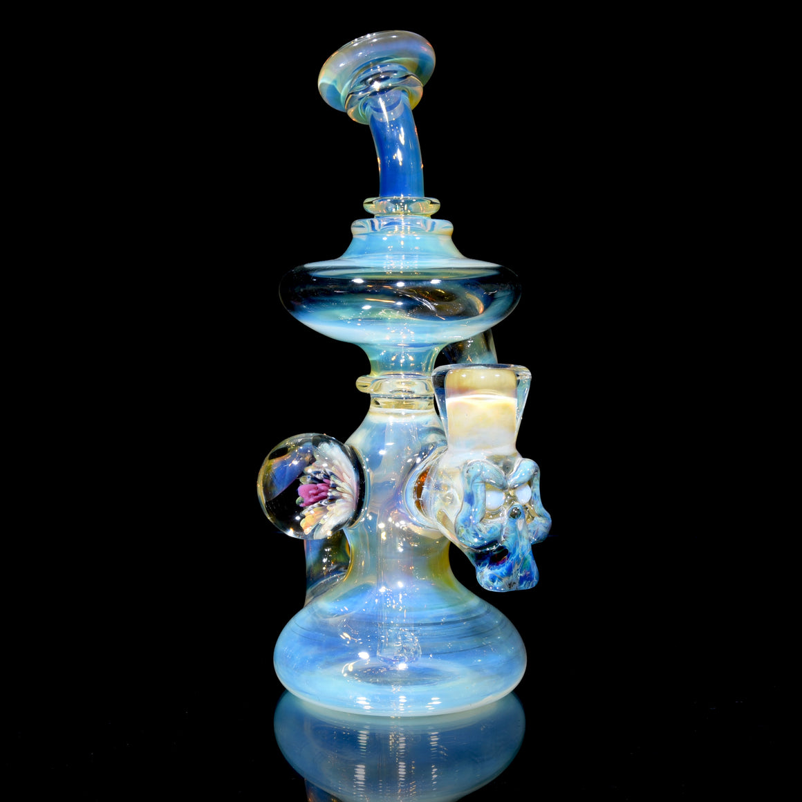 Fully-fumed Single Uptake Klein Recycler w/ Sculpted Skull Joint - 14mm Female