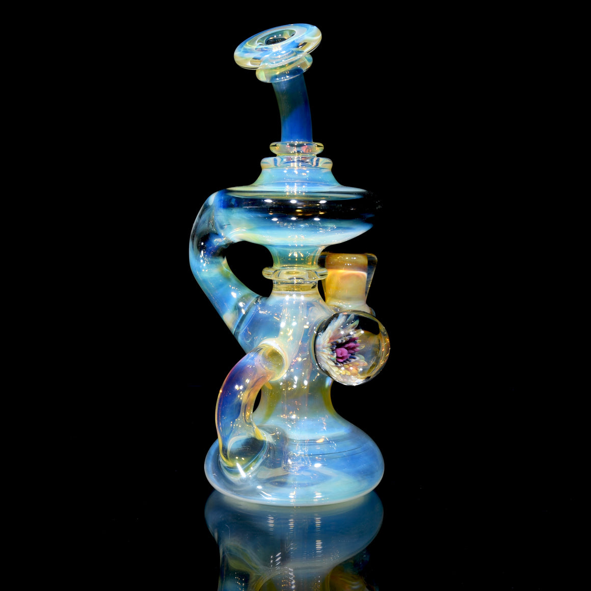 Fully-fumed Single Uptake Klein Recycler w/ Sculpted Skull Joint - 14mm Female