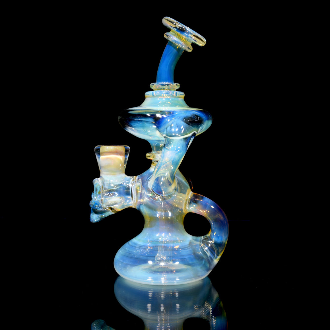 Fully-fumed Single Uptake Klein Recycler w/ Sculpted Skull Joint - 14mm Female